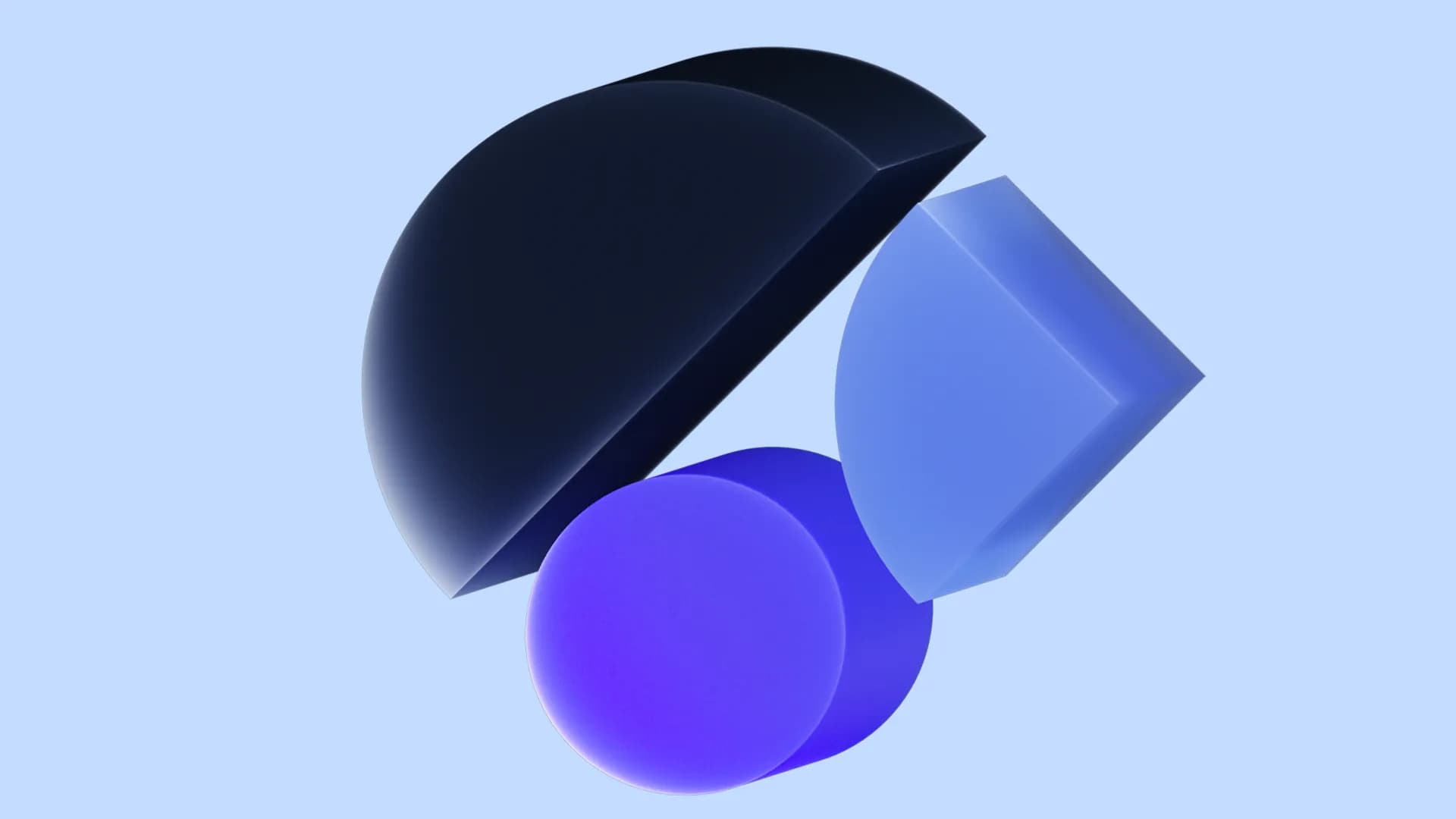 CoinSwitch 3D brand shapes on pale blue