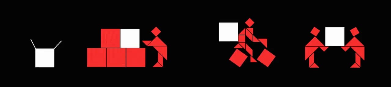Delhivery box-and-courier pictogram animation