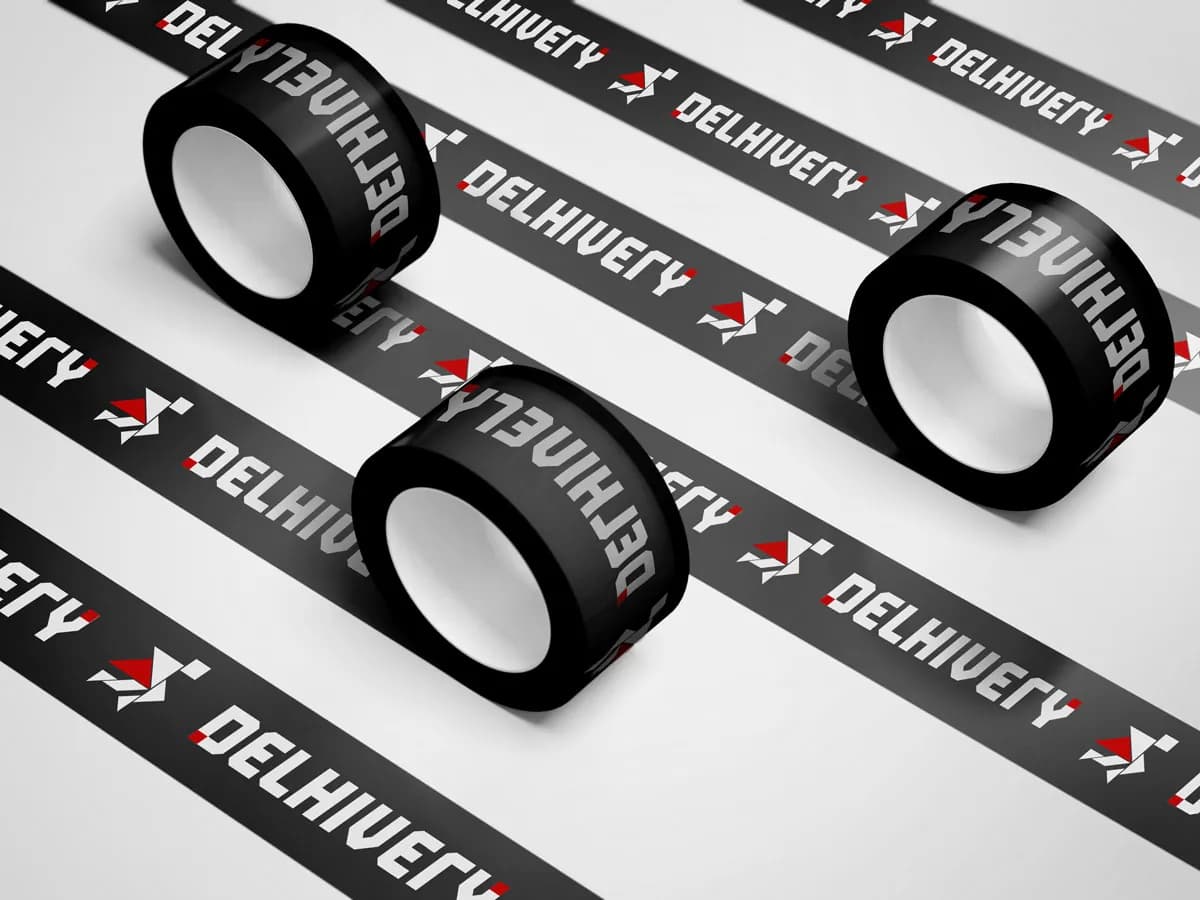 Delhivery branded packing tape rolls