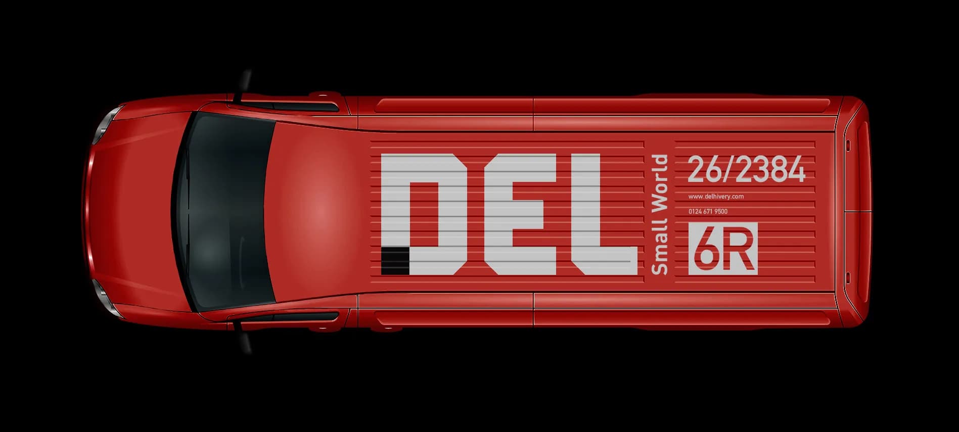 Delhivery van livery seen from above