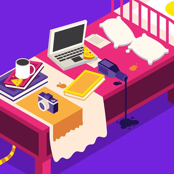 Housing.com isometric bedroom illustration