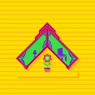 Housing.com chevron drawn as a yellow home