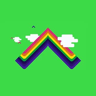 Housing.com rainbow chevron among clouds