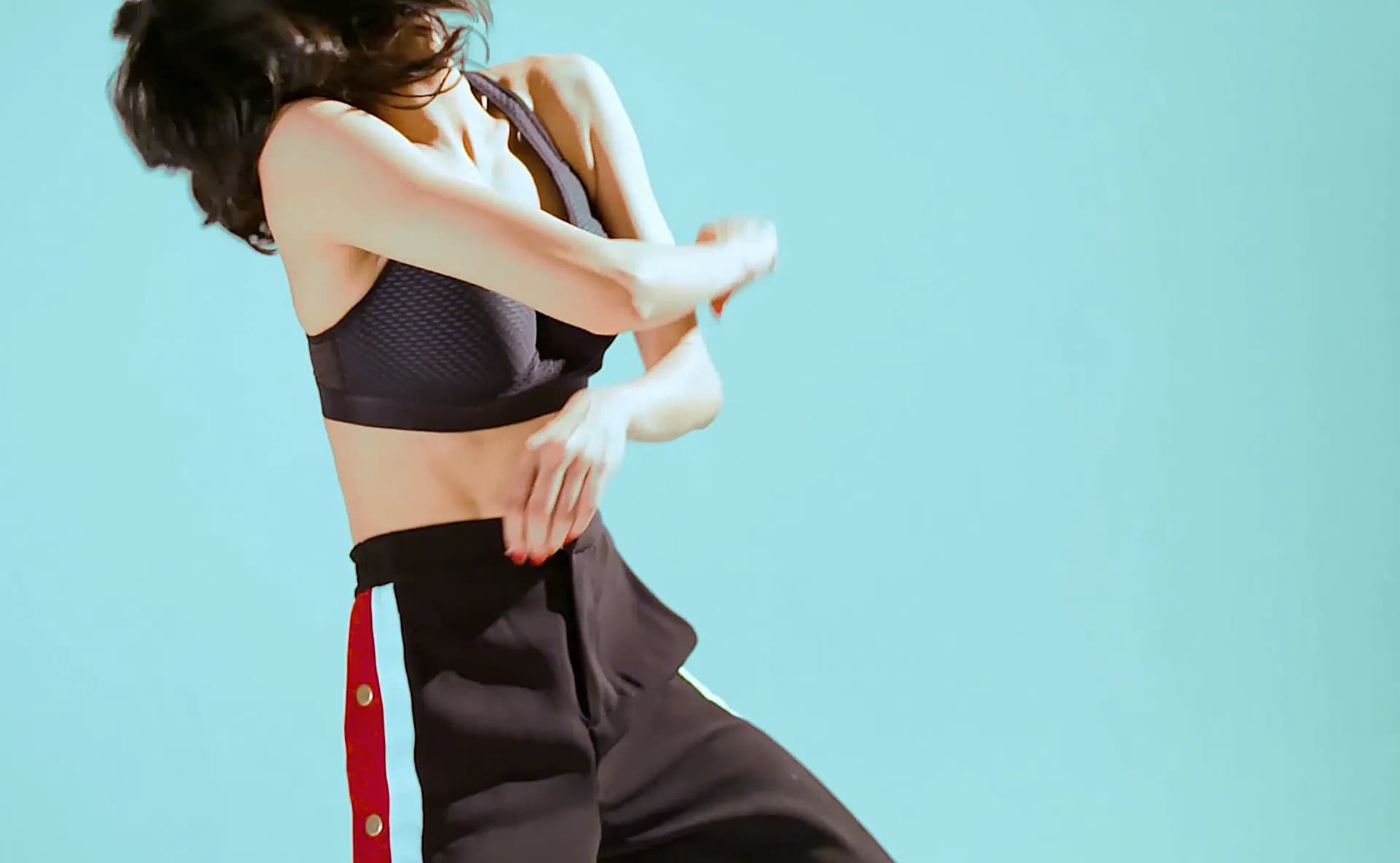 Dancer in motion against mint, OnePlus campaign